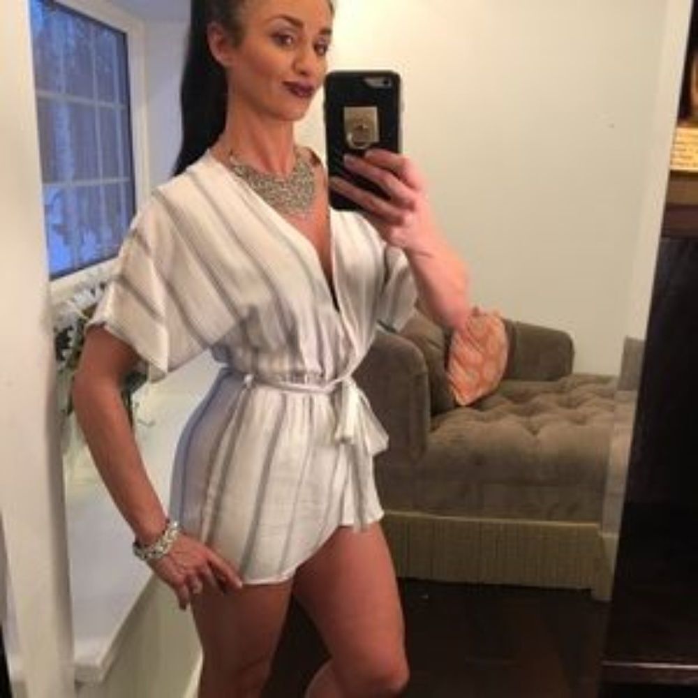 New Ivory grey short sleeve stripe romper - Picture 4 of 8